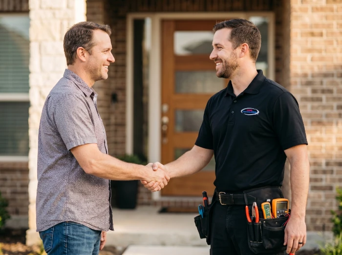 happy customer shaking pro technologies tech hand